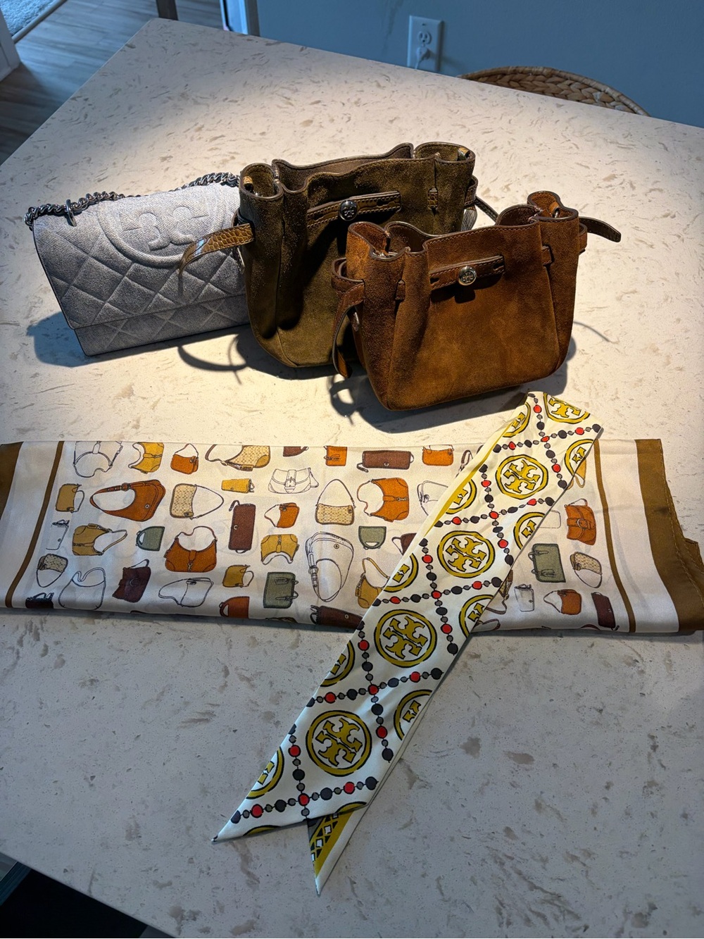 Tory Burch BUNDLE; 
3 Tory bags, Coach scarf,  Tory Twilly all under one Bundle